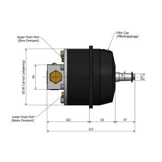 Helm pump, hydraulic steering 70cm³ with flange